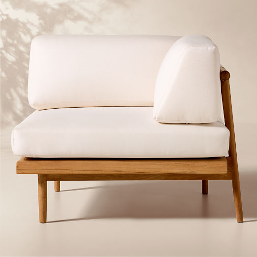 Tide Teak Outdoor Corner Chair With Ivory Sunbrella® Cushions