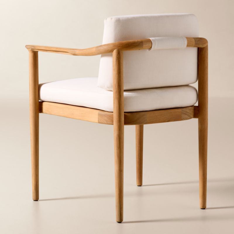 Tide Teak Outdoor Dining Armchair With Ivory Sunbrella® Cushion - image 5 of 10