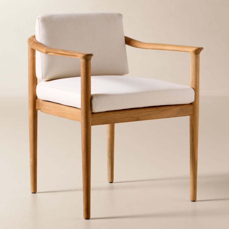 Tide Teak Outdoor Dining Armchair With Ivory Sunbrella® Cushion - image 3 of 10