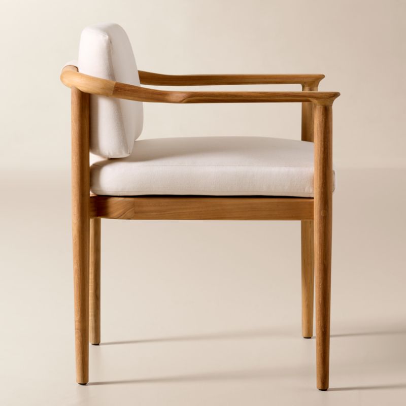 Tide Teak Outdoor Dining Armchair With Ivory Sunbrella® Cushion - image 4 of 10