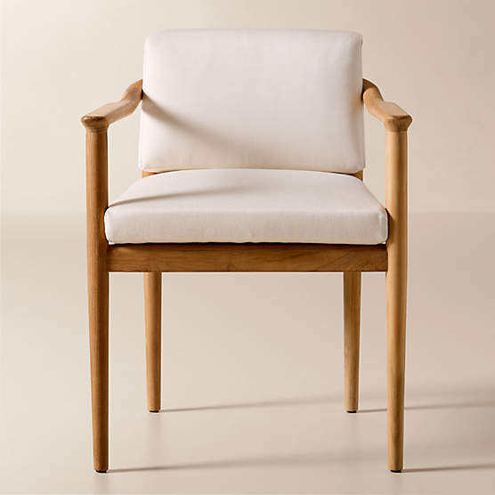 Tide Teak Outdoor Dining Armchair with Ivory Sunbrella® Cushions Set of 4