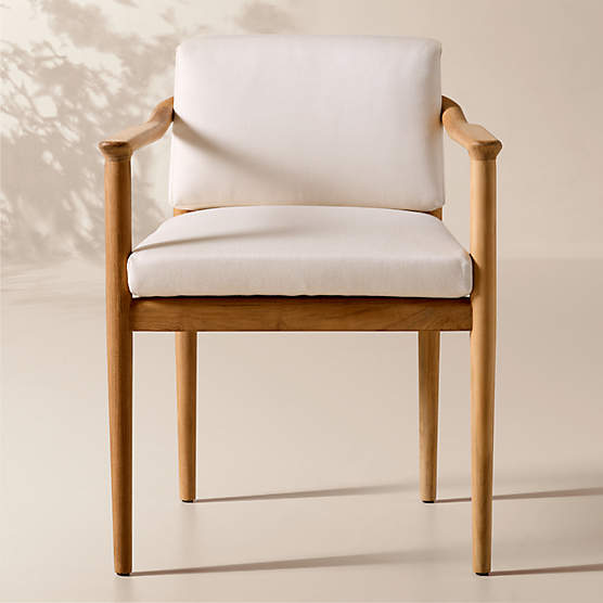 Tide Teak Outdoor Dining Armchair With Ivory Sunbrella® Cushion