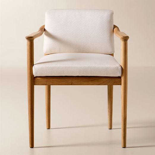 Tide Teak Outdoor Dining Armchair With Ivory Sunbrella® Cushion