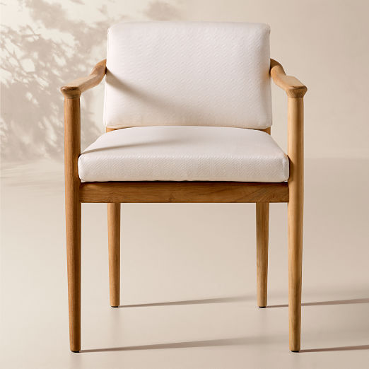 Tide Teak Outdoor Dining Armchair With Ivory Sunbrella® Cushion