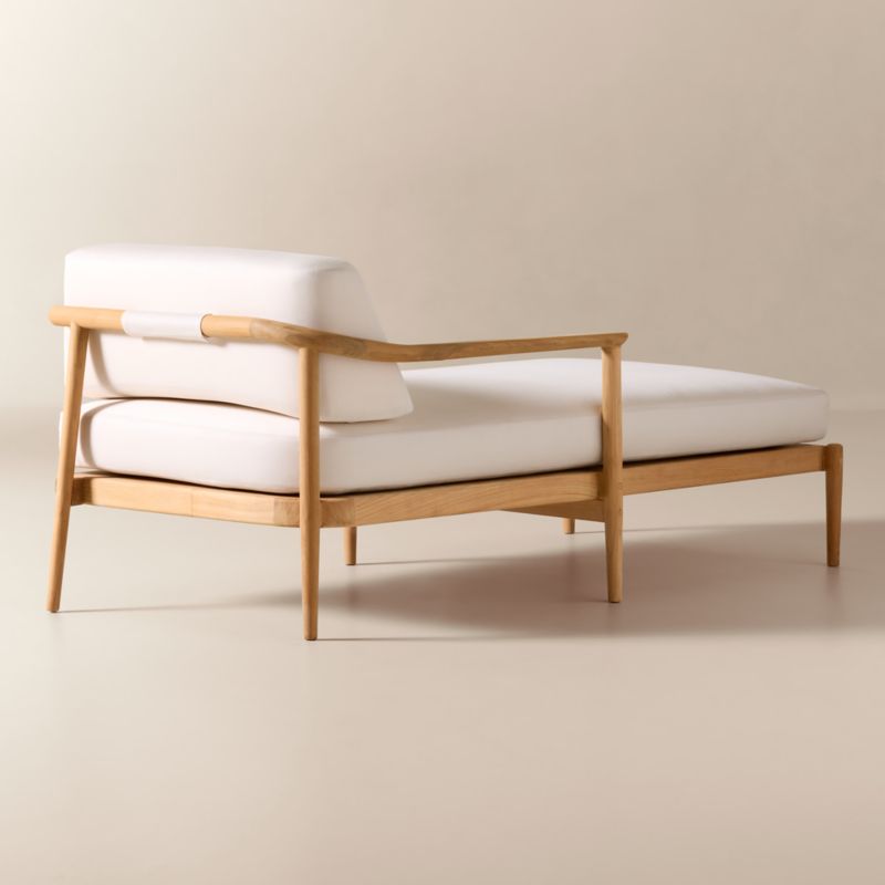 Tide Teak Outdoor Left-Arm Chaise With Ivory Sunbrella® Cushions - image 4 of 9