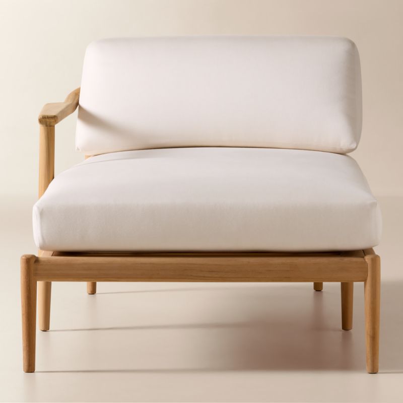 Tide Teak Outdoor Left-Arm Chaise With Ivory Sunbrella® Cushions - image 3 of 9