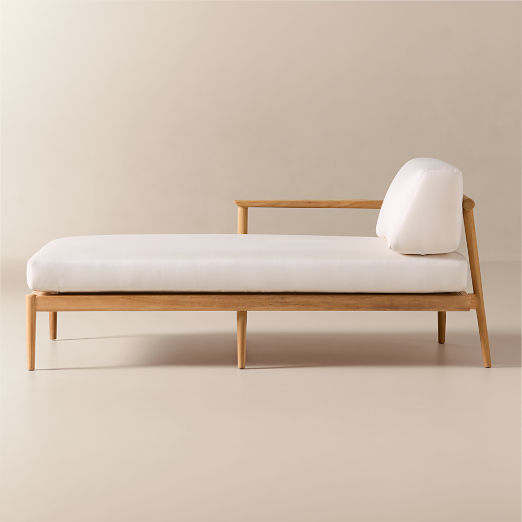 Tide Teak Outdoor Left-Arm Chaise With Ivory Sunbrella® Cushions
