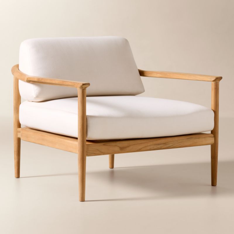 Tide Teak Outdoor Lounge Chair With Ivory Sunbrella® Cushions - image 3 of 9
