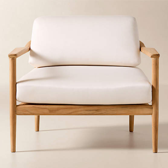 Tide Teak Outdoor Lounge Chair with Ivory Sunbrella® Cushions Set of 2