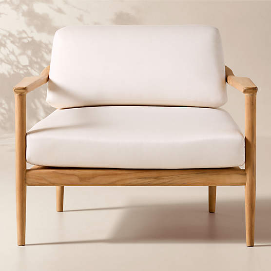 Tide Teak Outdoor Lounge Chair With Ivory Sunbrella® Cushions