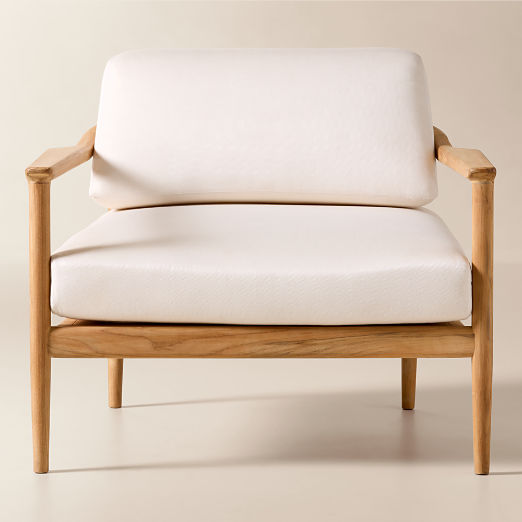 Tide Teak Outdoor Lounge Chair with Ivory Sunbrella® Cushions Set of 2