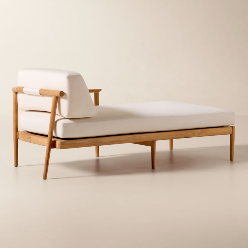 Tide Teak Outdoor Right-Arm Chaise With Ivory Sunbrella® Cushions - image 4 of 9