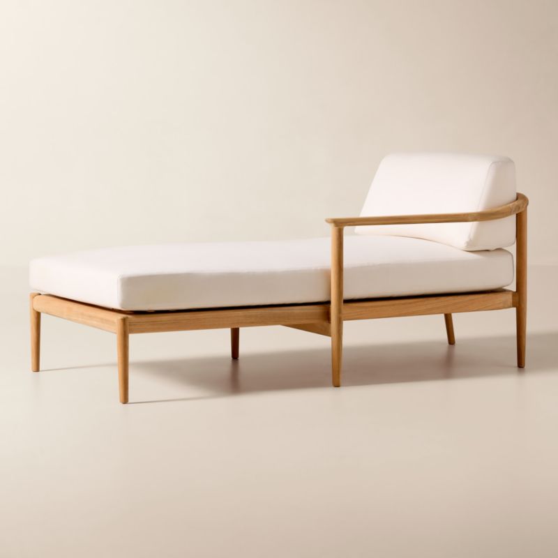 Tide Teak Outdoor Right-Arm Chaise With Ivory Sunbrella® Cushions - image 2 of 9