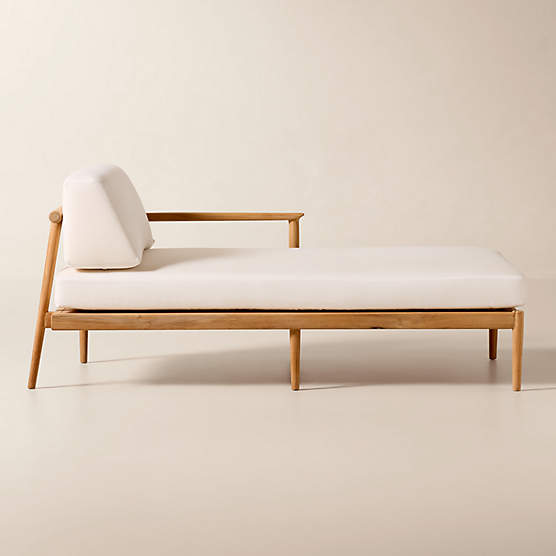 Tide Teak Outdoor Right-Arm Chaise With Ivory Sunbrella® Cushions