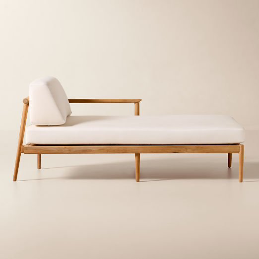 Tide Teak Outdoor Right-Arm Chaise With Ivory Sunbrella® Cushions