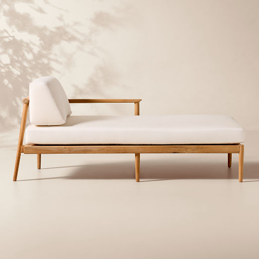 Tide Teak Outdoor Right-Arm Chaise With Ivory Sunbrella® Cushions