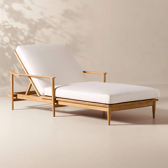 Tide Teak Outdoor Sun Lounger With Ivory Sunbrella® Cushions