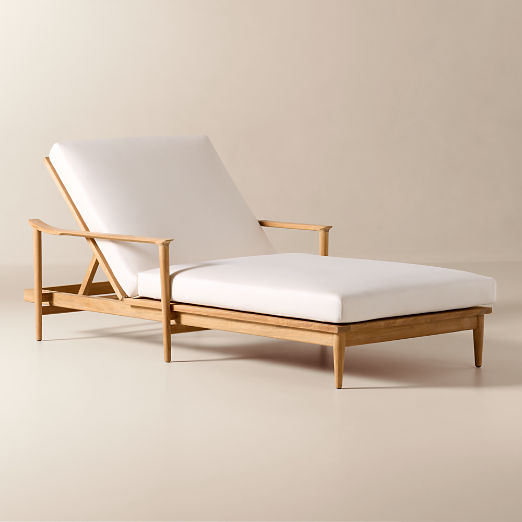 Tide Teak Outdoor Sun Lounger With Ivory Sunbrella® Cushions