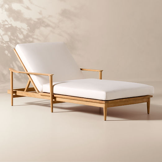 Tide Teak Outdoor Sun Lounger With Ivory Sunbrella® Cushions