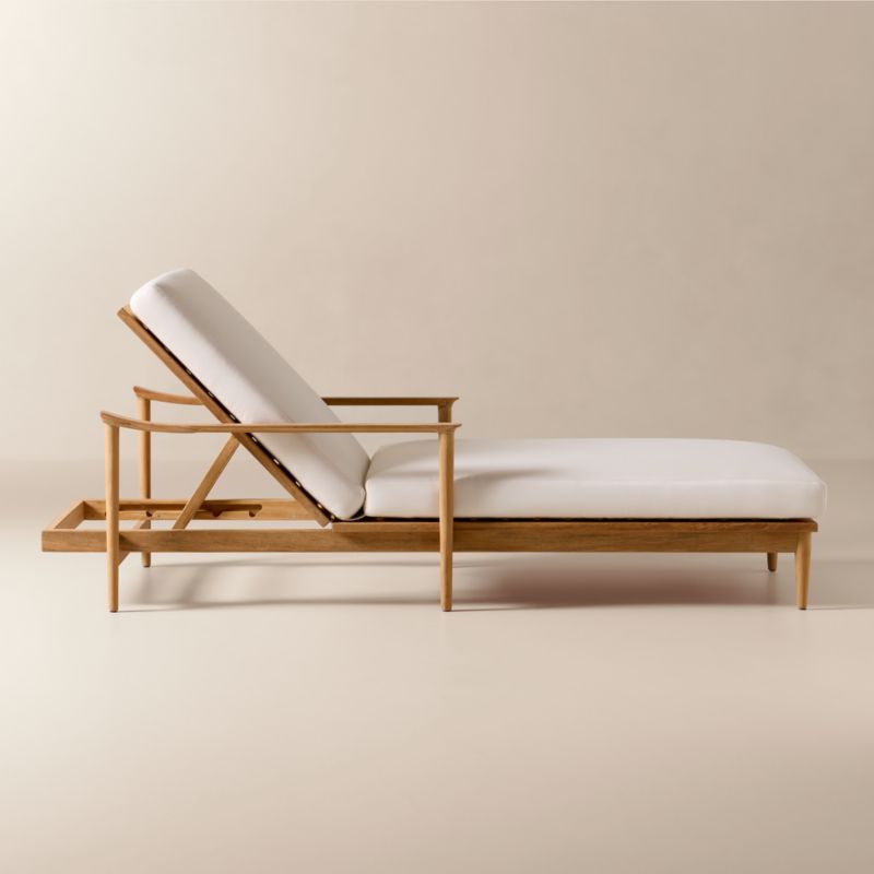 Tide Teak Outdoor Sun Lounger With Ivory Sunbrella® Cushions - image 4 of 11