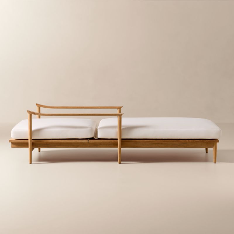 Tide Teak Outdoor Sun Lounger With Ivory Sunbrella® Cushions - image 5 of 11