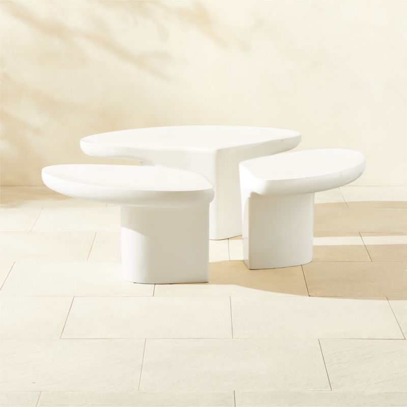 Tieri White Resin Outdoor Side Table Large - image 6 of 14