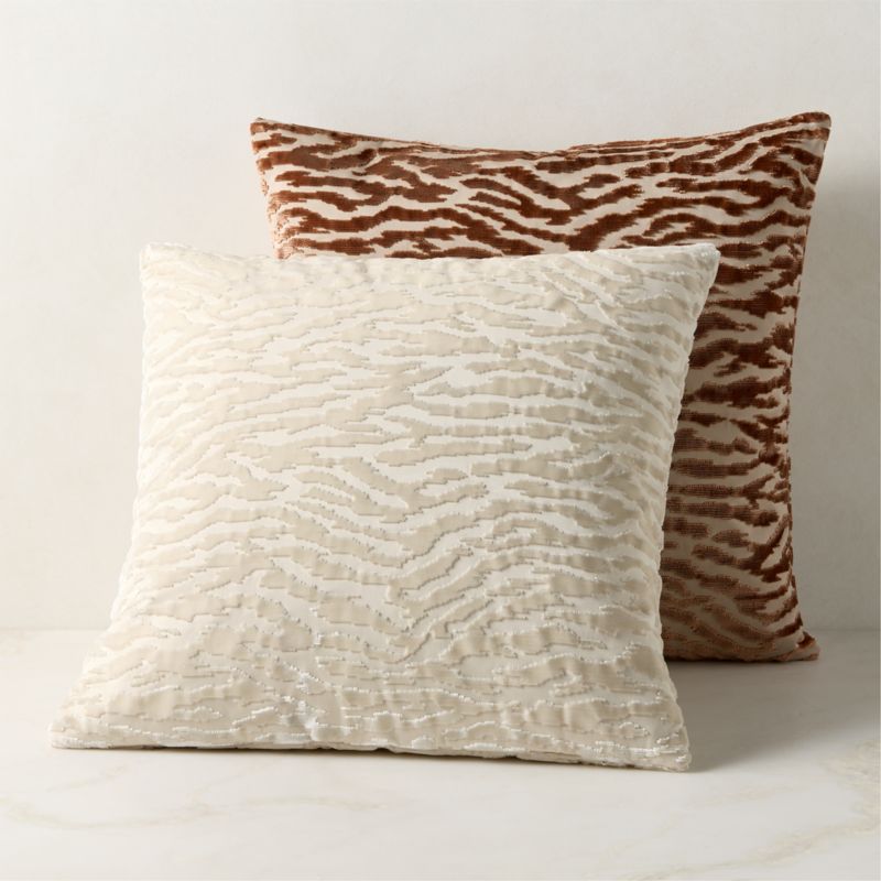 Tigris Sienna Brown Cotton and Viscose Throw Pillow with Down-Alternative 20"x20" - image 2 of 3