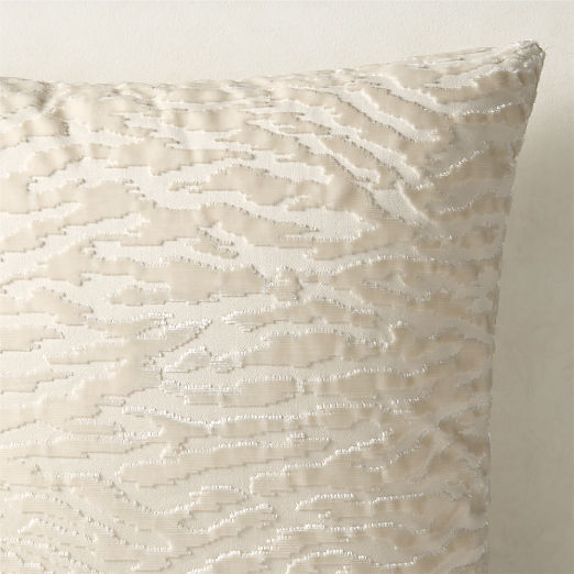 Tigris Warm White Cotton and Viscose Throw Pillow 20"x20"