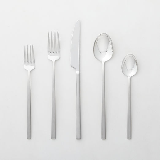 Tilt 20-Piece Brushed Silver Flatware Set