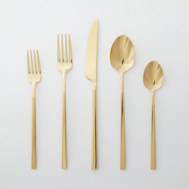 View 20-Piece Tilt Shiny Gold Flatware details