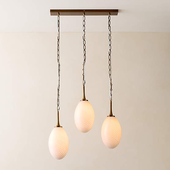 Tiro 3-Light Aged Brass Pendant Light Set of 2