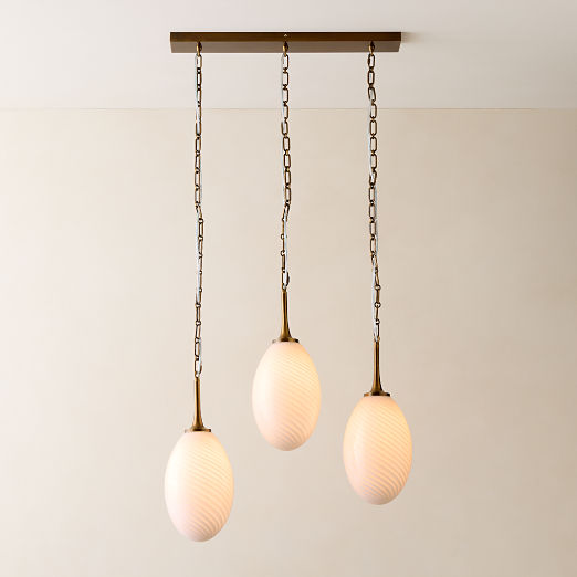 Tiro 3-Light Murano Glass and Aged Brass