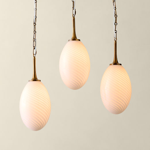 Tiro 3-Light Murano Glass and Aged Brass
