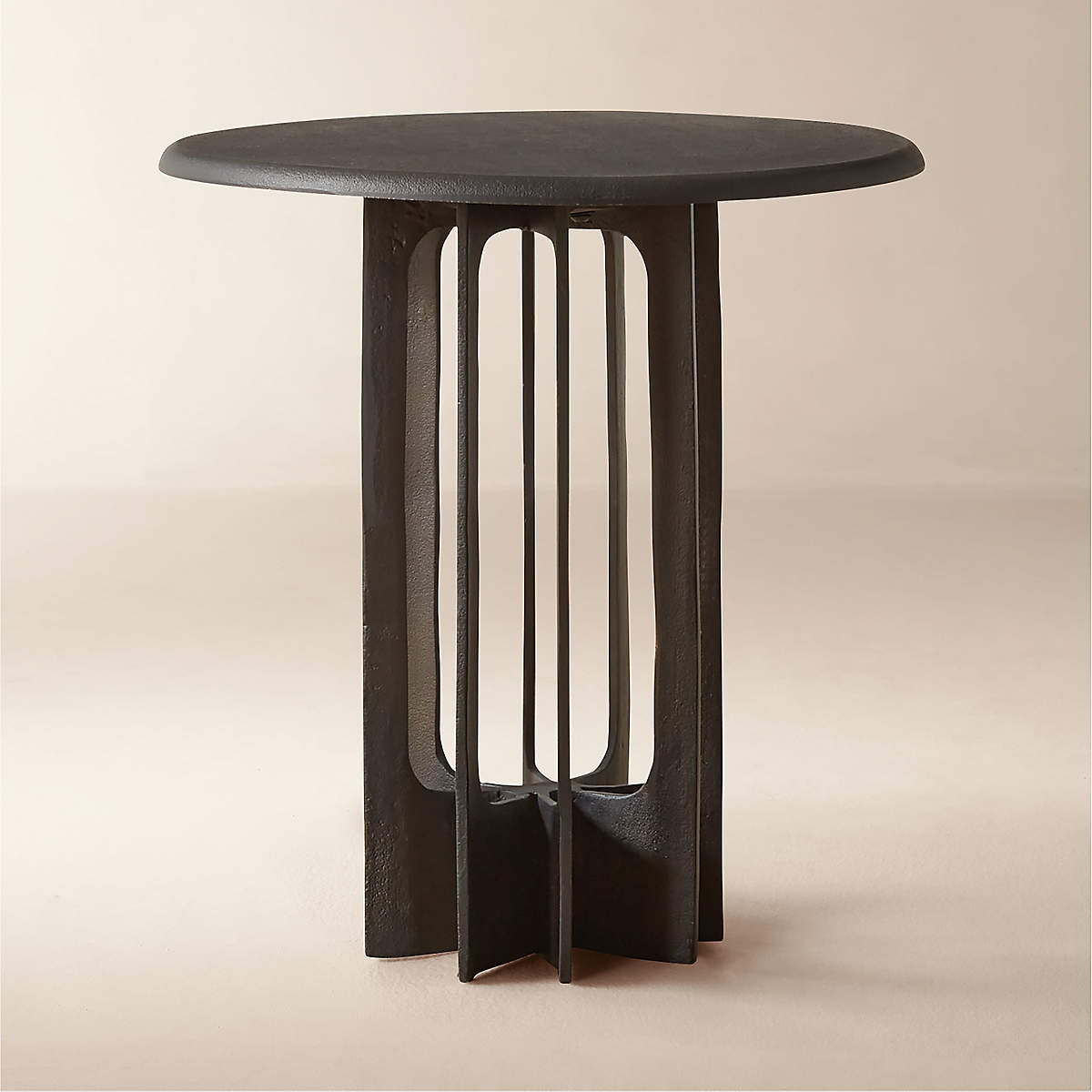 Titus Round Blackened Cast Aluminum Side Table + Reviews CB2