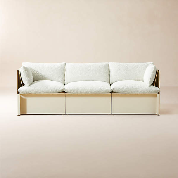 Tol 3 Piece Ivory Boucle Sectional Sofa Cb2