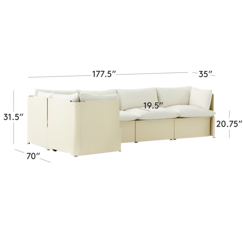 View Tol 5-Piece Ivory Boucle Sectional Sofa - image 3 of 13