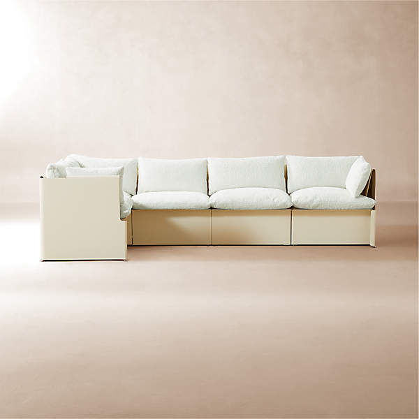 Tol 5 Piece Ivory Boucle Sectional Sofa Cb2