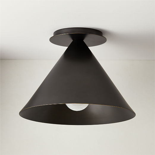 Tolio Blackened Brass Conical Flush Mount Light