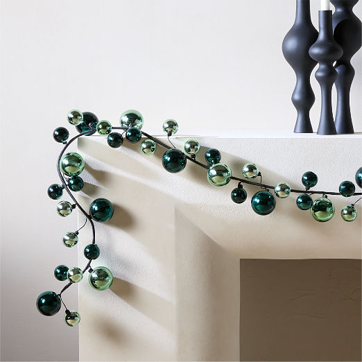 Tonal Green Ball Holiday Garland 72"