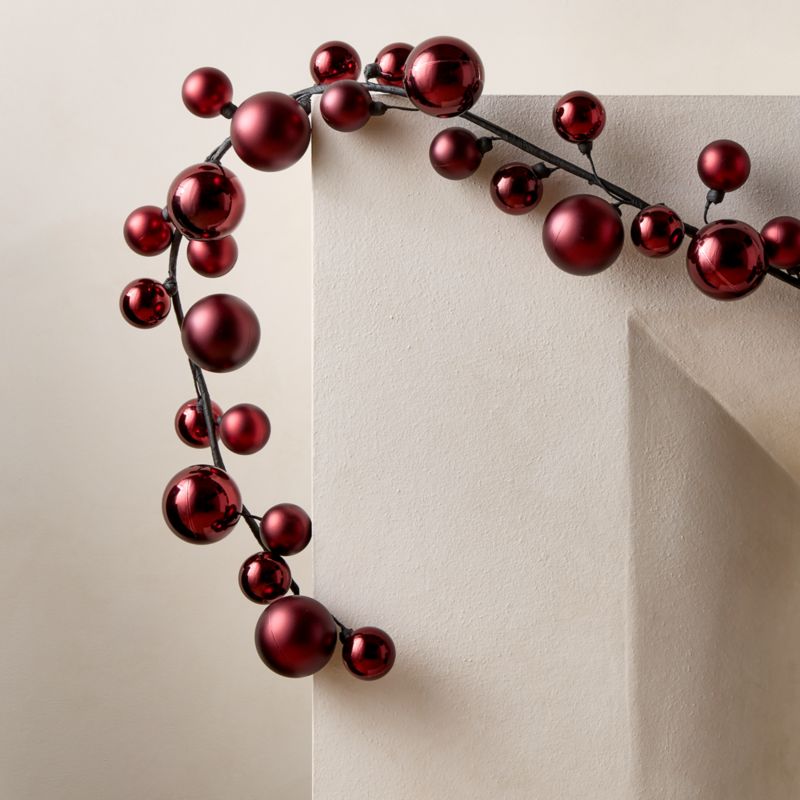 Tonal Red Ball Holiday Garland 72" - image 2 of 3
