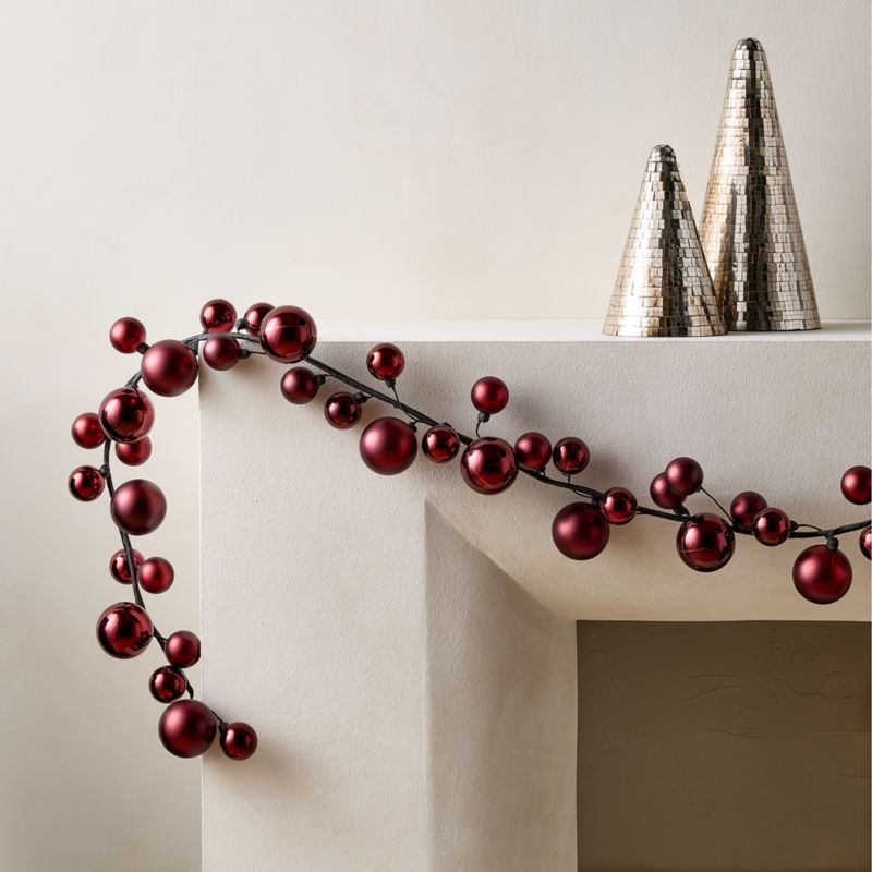 Tonal Red Ball Holiday Garland 72" - image 1 of 3