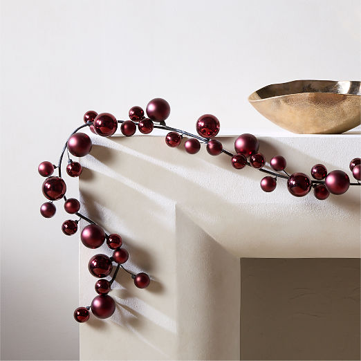 Tonal Red Ball Holiday Garland 72"