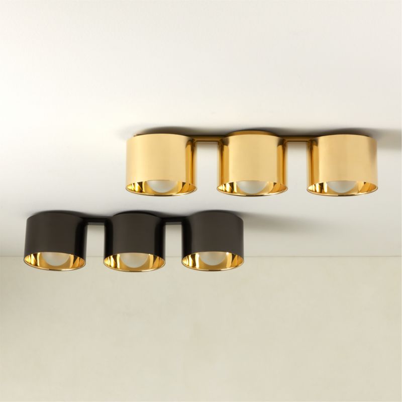 Toni 3-Bulb Blackened and Polished Brass Flush Mount Light +