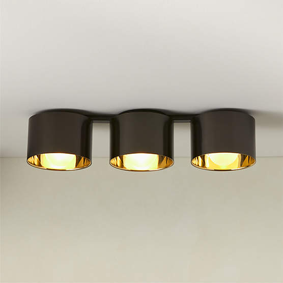 Toni 3-Light Blackened and Polished Brass Flush Mount Light