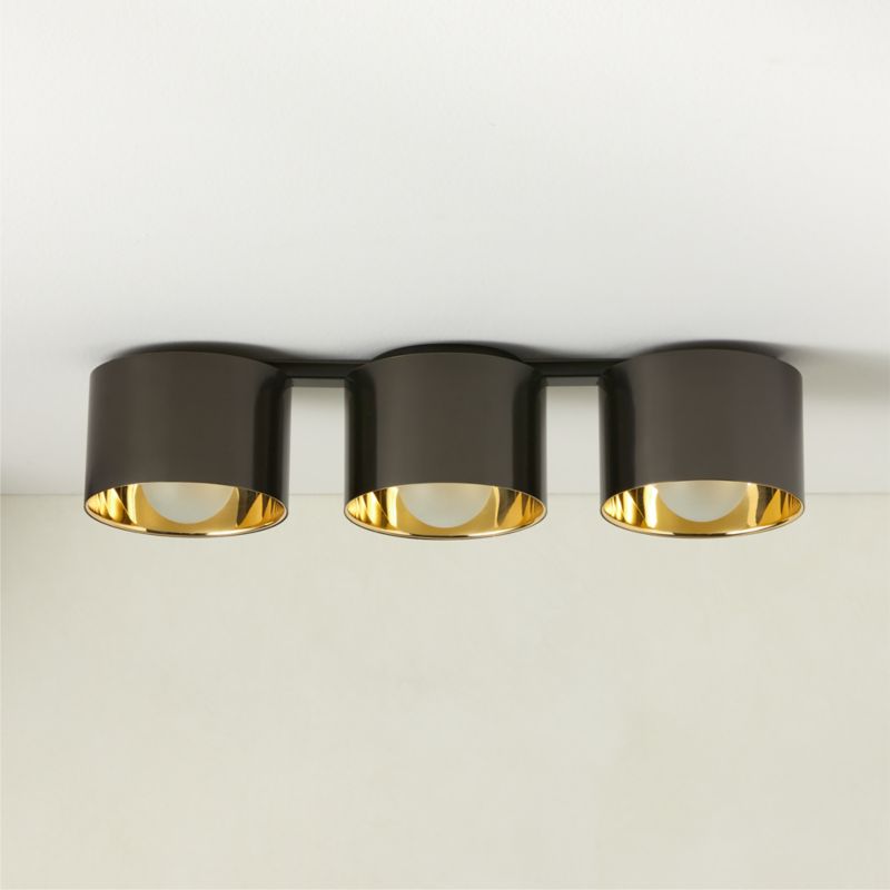 Toni 3-Light Blackened and Polished Brass Flush Mount Light - image 2 of 7