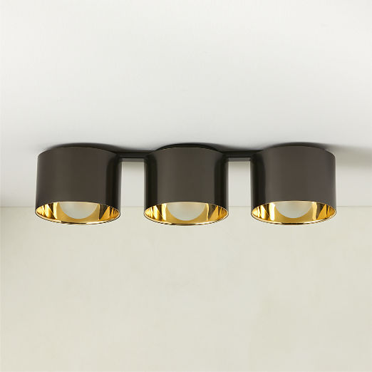 Toni 3-Light Blackened and Polished Brass Flush Mount Light