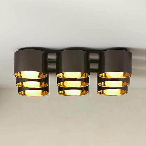 Toni 9-Light Blackened and Polished Brass Flush Mount Light