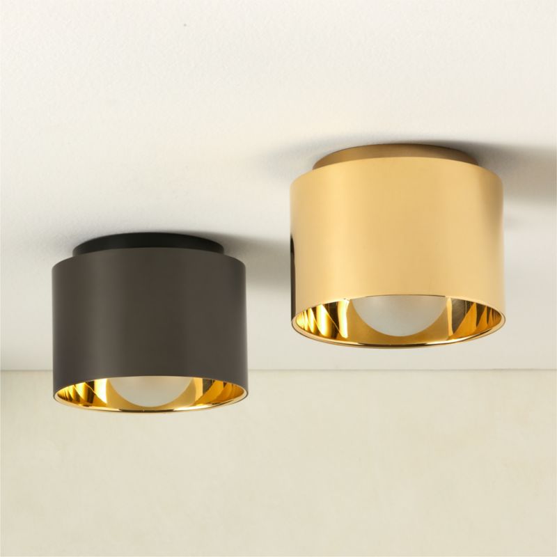 Toni Single-Bulb Blackened and Polished Brass Flush Mount Light + Reviews