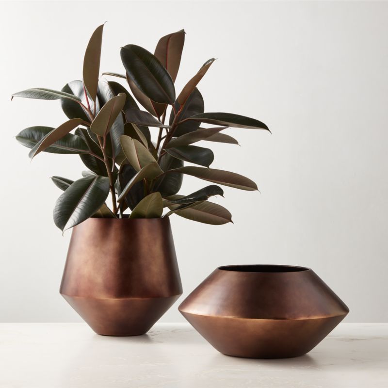 Tonty Brass Blackened Metal Indoor Planter Short - image 1 of 5