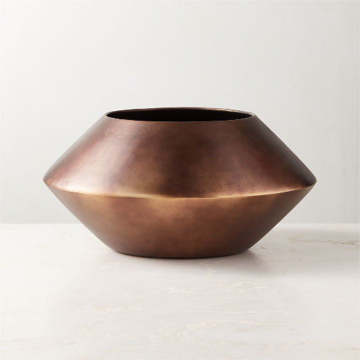 Tonty Brass Blackened Metal Indoor Planter Short